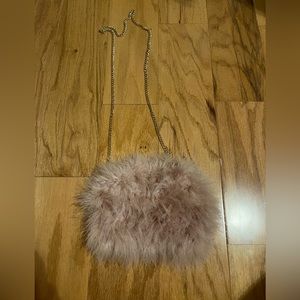 Pink Feather Purse with Gold Chain Strap